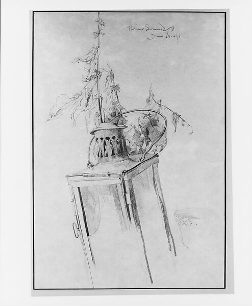 Lantern and Leaves, William Sommer (1867–1949), Graphite on paper, American 