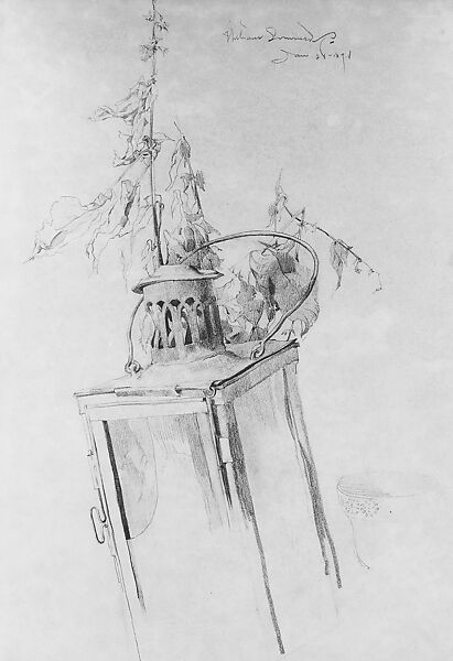 Lantern and Leaves, William Sommer (1867–1949), Graphite on paper, American