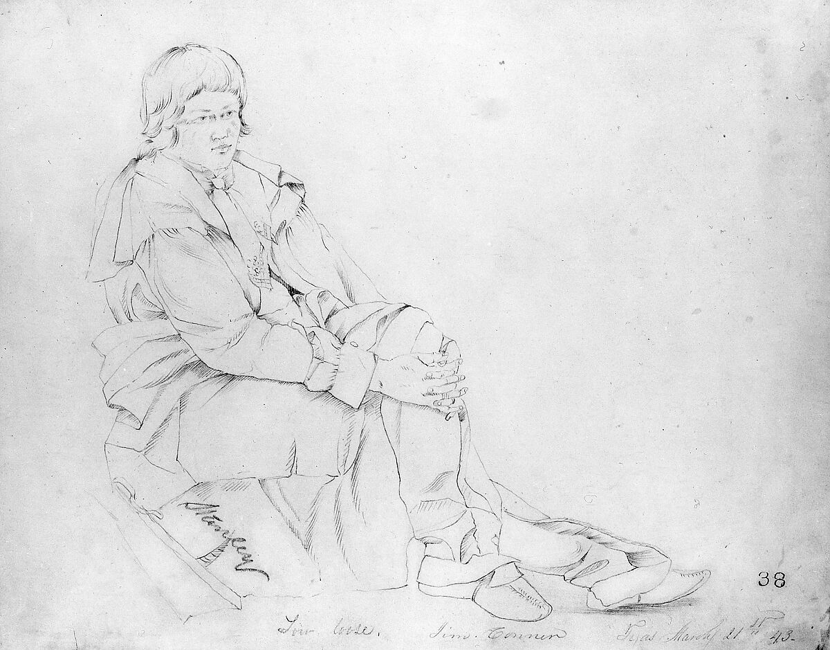 Jim Conner (from McGuire Scrapbook), Attributed to John Mix Stanley (American, Canandaigua, New York 1814–1872 Detroit, Michigan), Graphite on off-white wove paper, American 