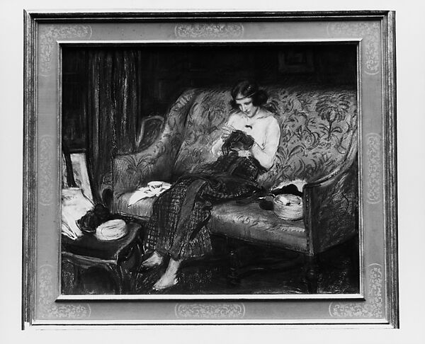 The Blue Stocking, Albert Sterner (American (born England), London 1863–1946 New York), Pastel on paper, American