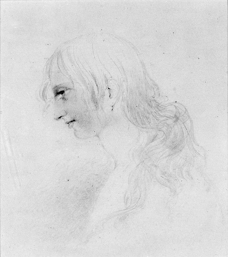 Head of a Girl (from McGuire Scrapbook), Possibly James Varick Stout (1809–1860), Graphite on off-white wove paper, American 