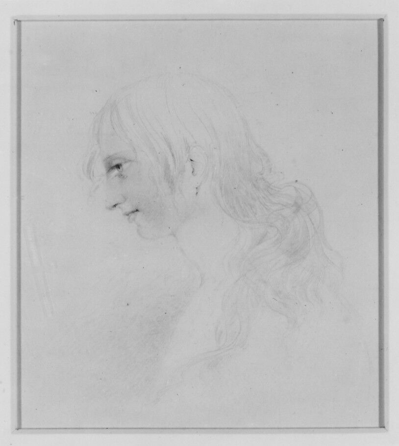 Head of a Girl (from McGuire Scrapbook), Possibly James Varick Stout (1809–1860), Graphite on off-white wove paper, American
