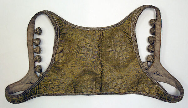 Bodice, Cotton, metal wrapped thread, silk; brocaded