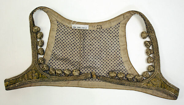 Bodice, Cotton, metal wrapped thread, silk; brocaded 