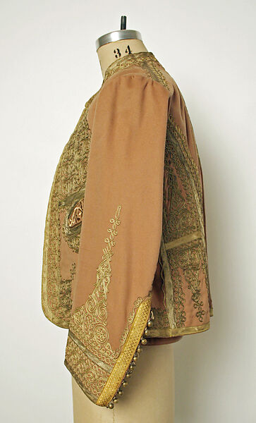 Man's Ensemble, Wool, metal wrapped thread; embroidered