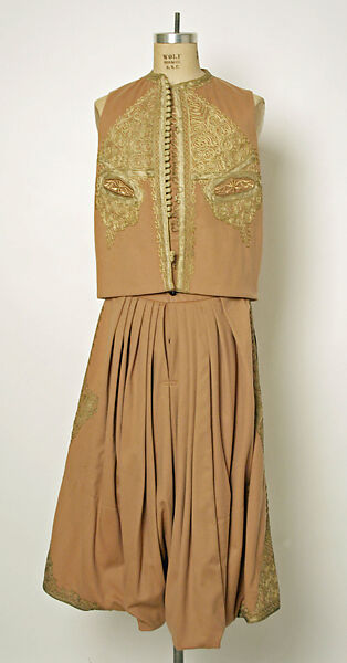 Man's Ensemble, Wool, metal wrapped thread; embroidered