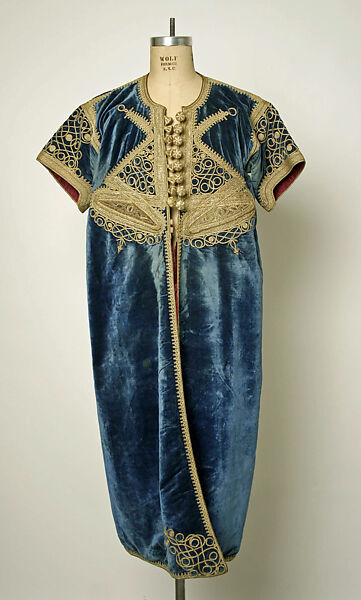 Kaftan, Silk, metal wrapped thread; embroidered 