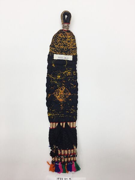 Nose Ornament, Wool, glass, metal wrapped thread; embroidered