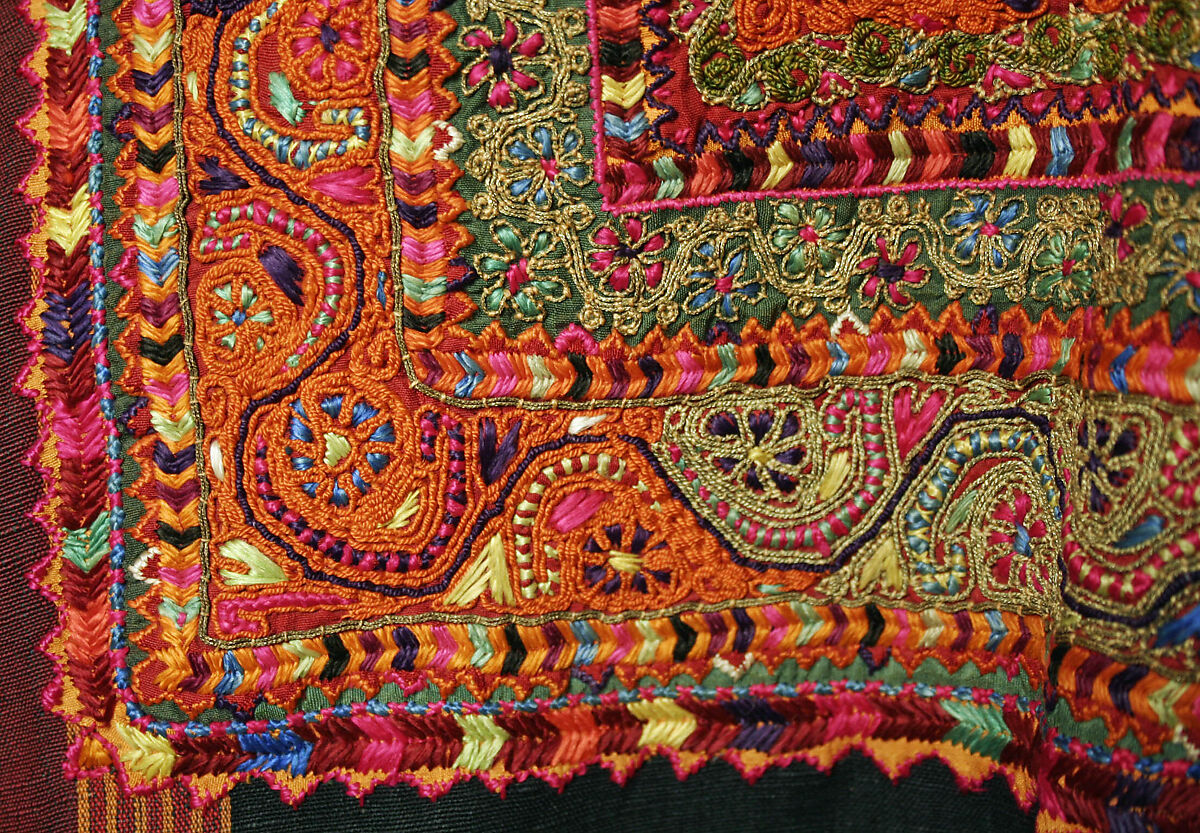 Dress, Linen, silk; embroidered