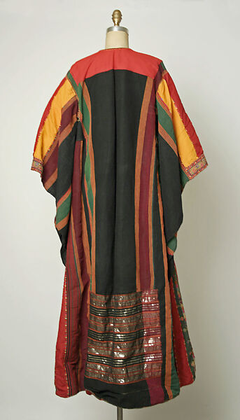 Wedding Dress, Linen, silk, and metal wrapped thread; embroidered