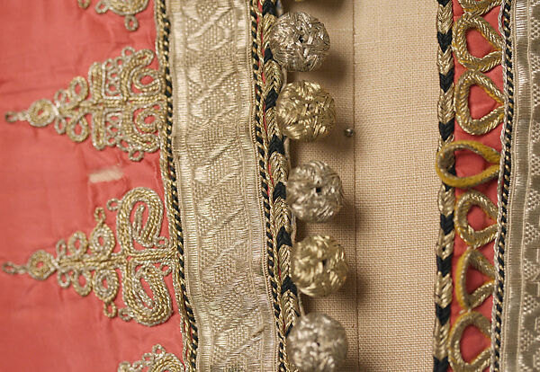 Vest, Cotton, metal wrapped thread; embroidered