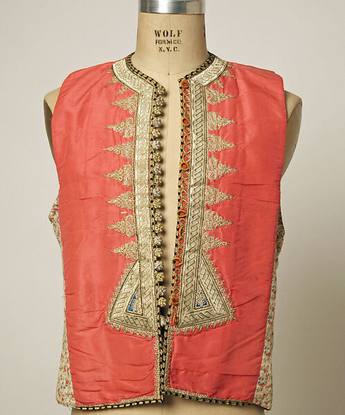 Vest, Cotton, metal wrapped thread; embroidered 