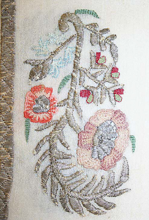 Veil, Silk, metal-wrapped thread; embroidered