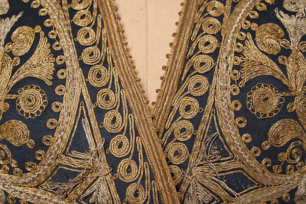 Cepken, Wool, cotton, metal wrapped thread; embroidered