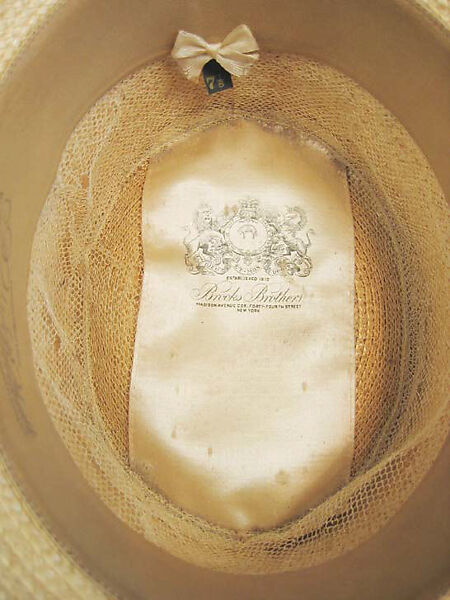 Boater, Brooks Brothers (American, founded 1818), a) straw, silk; b) paper, American