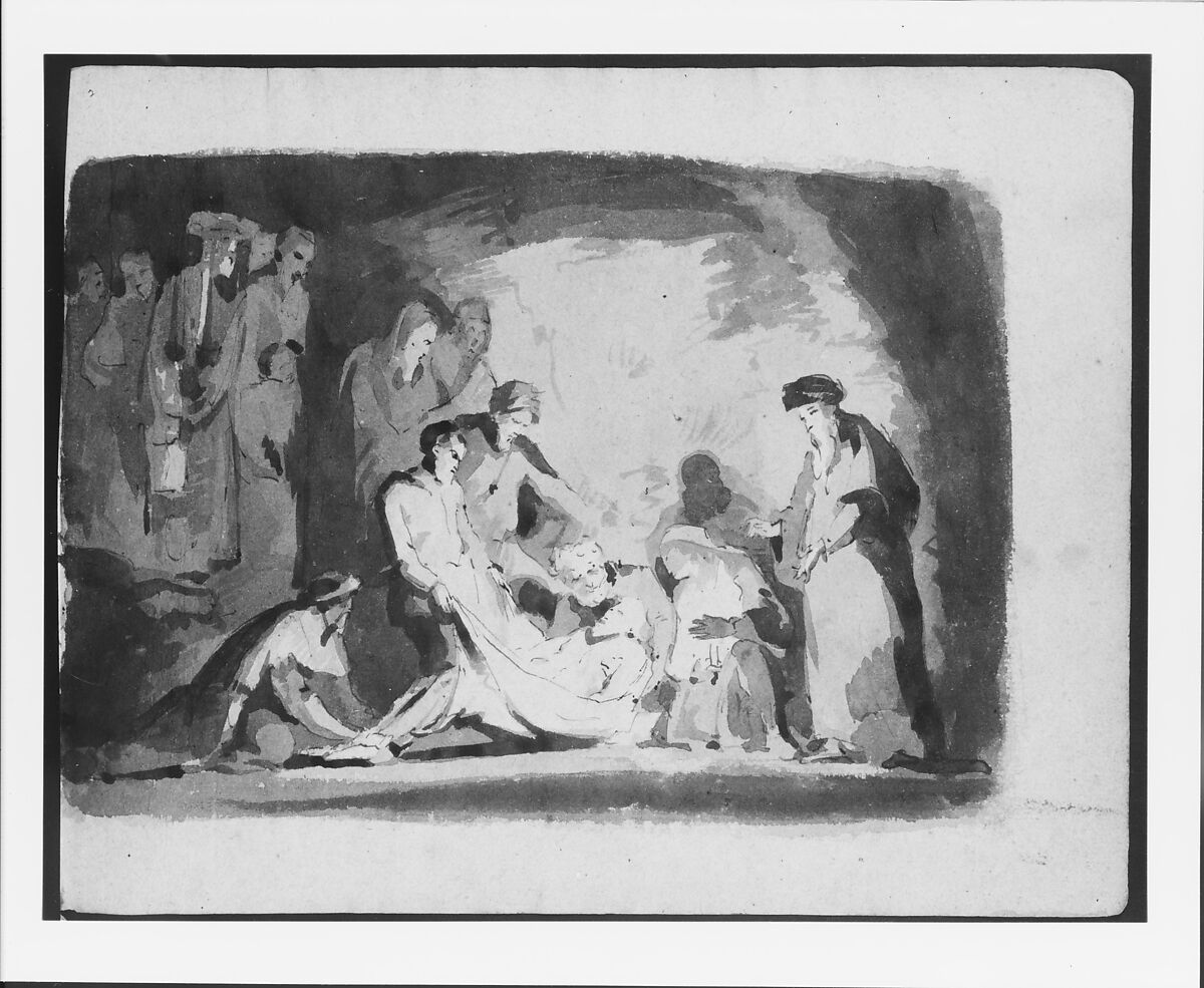 Sketchbook of Figure Studies, Thomas Sully (American, Horncastle, Lincolnshire 1783–1872 Philadelphia, Pennsylvania), Cardboard (cover)
Drawings in ink, wash, and graphite on light brown laid paper with fibers of mixed composition (sheets), American