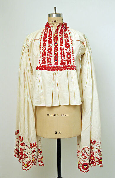 Ensemble, cotton, wool, Hungarian