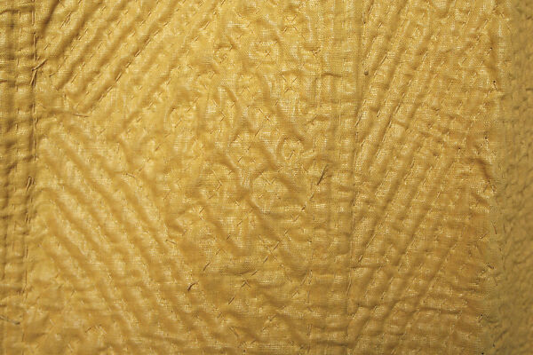 Quilted Coat with Long Sleeves, Silk and cotton; satin weave; plain weave; quilted