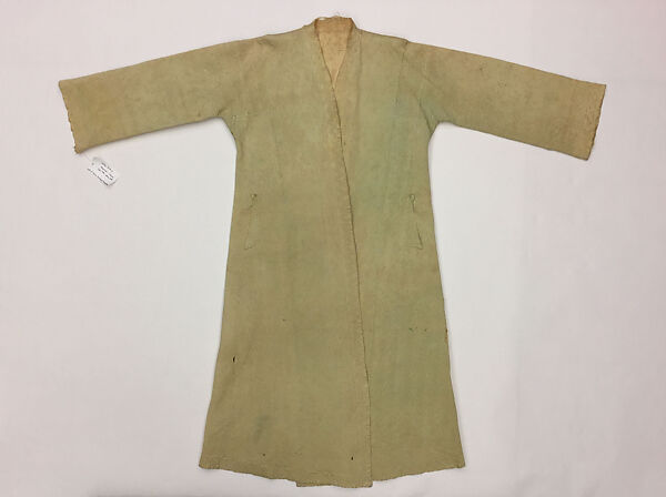 Quilted Coat with Long Sleeves, Silk and cotton; satin weave; plain weave; quilted