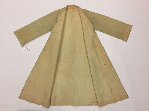 Quilted Coat with Long Sleeves, Silk and cotton; satin weave; plain weave; quilted