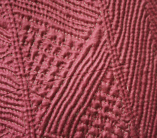 Quilted Coat with Long Sleeves, Silk and cotton; satin weave; plain weave; quilted