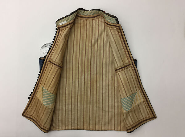 Men's Ensemble (Jacket, Vest, Trousers), Wool, silk, and metal wrapped thread