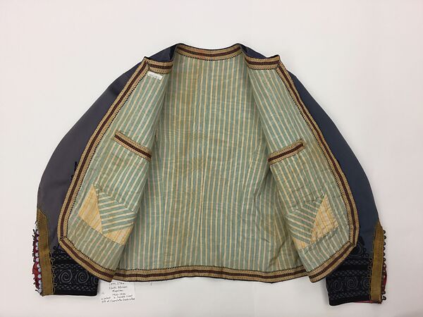 Men's Ensemble (Jacket, Vest, Trousers), Wool, silk, and metal wrapped thread