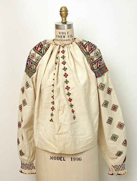 Blouse, cotton, glass, Romanian 