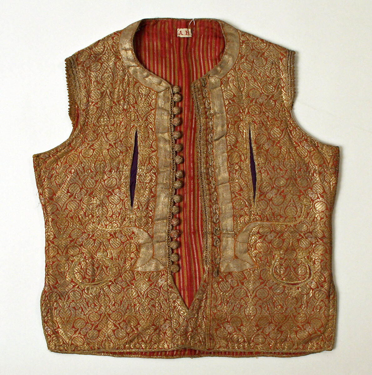 Child's Waistcoat, Silk, metal wrapped thread; brocaded 