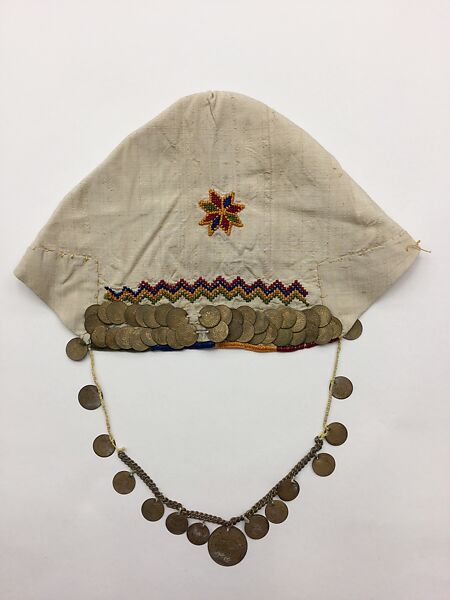 Ensemble, Cotton, silk, metal coins; embroidered