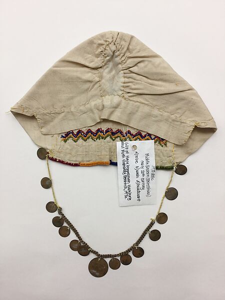 Ensemble, Cotton, silk, metal coins; embroidered