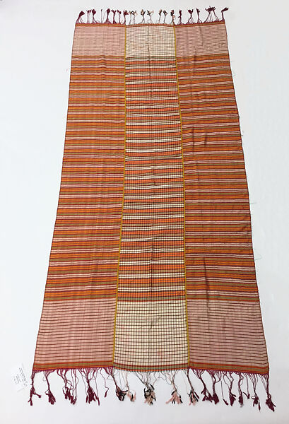 Ensemble, Cotton, silk, metal coins; embroidered