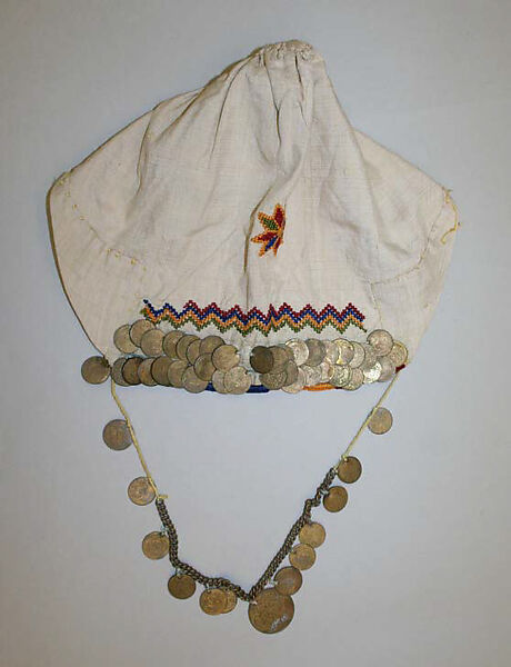 Ensemble, Cotton, silk, metal coins; embroidered
