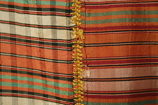 Ensemble, Cotton, silk, metal coins; embroidered