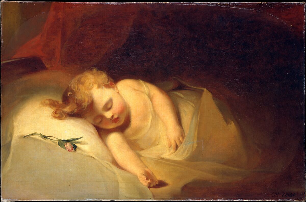 Child Asleep (The Rosebud), Thomas Sully (American, Horncastle, Lincolnshire 1783–1872 Philadelphia, Pennsylvania), Oil on canvas, American 