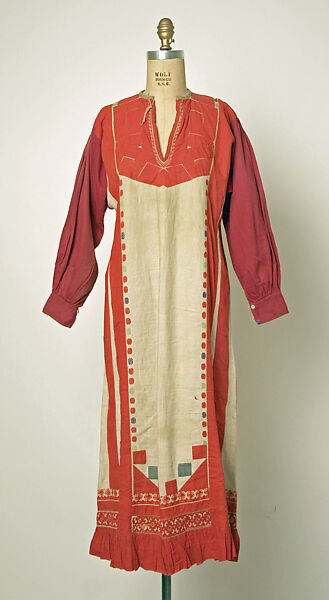 Robe, linen, cotton, Russian 