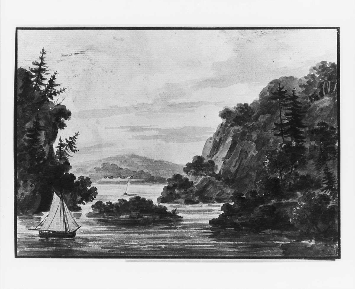 View on the Hudson River (Copy after Engraving by Weld and S. Springsguth in Weld, Travels Through the States of North America, 1807), Pavel Petrovich Svinin (1787/88–1839), Watercolor and gouache on white laid paper, American