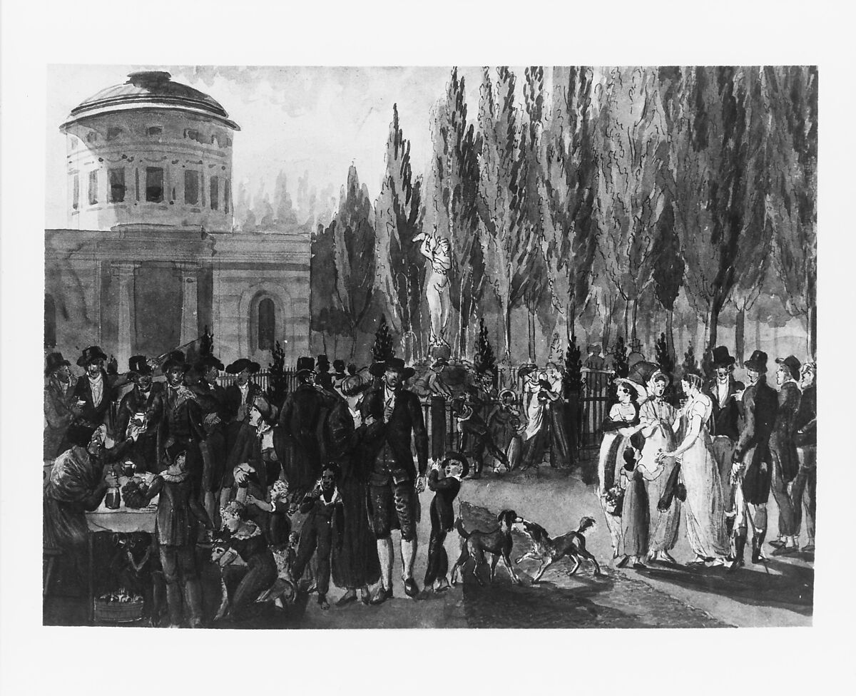 Fourth of July in Centre Square, Philadelphia, Attributed to Pavel Petrovich Svinin (1787/88–1839), Watercolor, gouache, black ink, and graphite on white wove paper, American