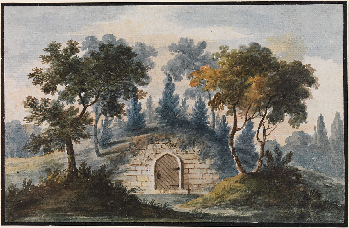 General Washington's Tomb at Mount Vernon (Copy after Engraving in The Port Folio Magazine, 1810), Pavel Petrovich Svinin (1787/88–1839), Watercolor on white laid paper, American 