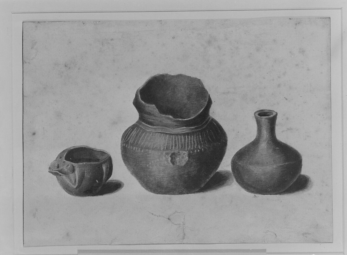 Indian Antiquities (Copy after Engraving in American Medical and Philosophical Register, 1812), Pavel Petrovich Svinin (1787/88–1839), Watercolor, gouache, and black chalk on off-white wove paper, American