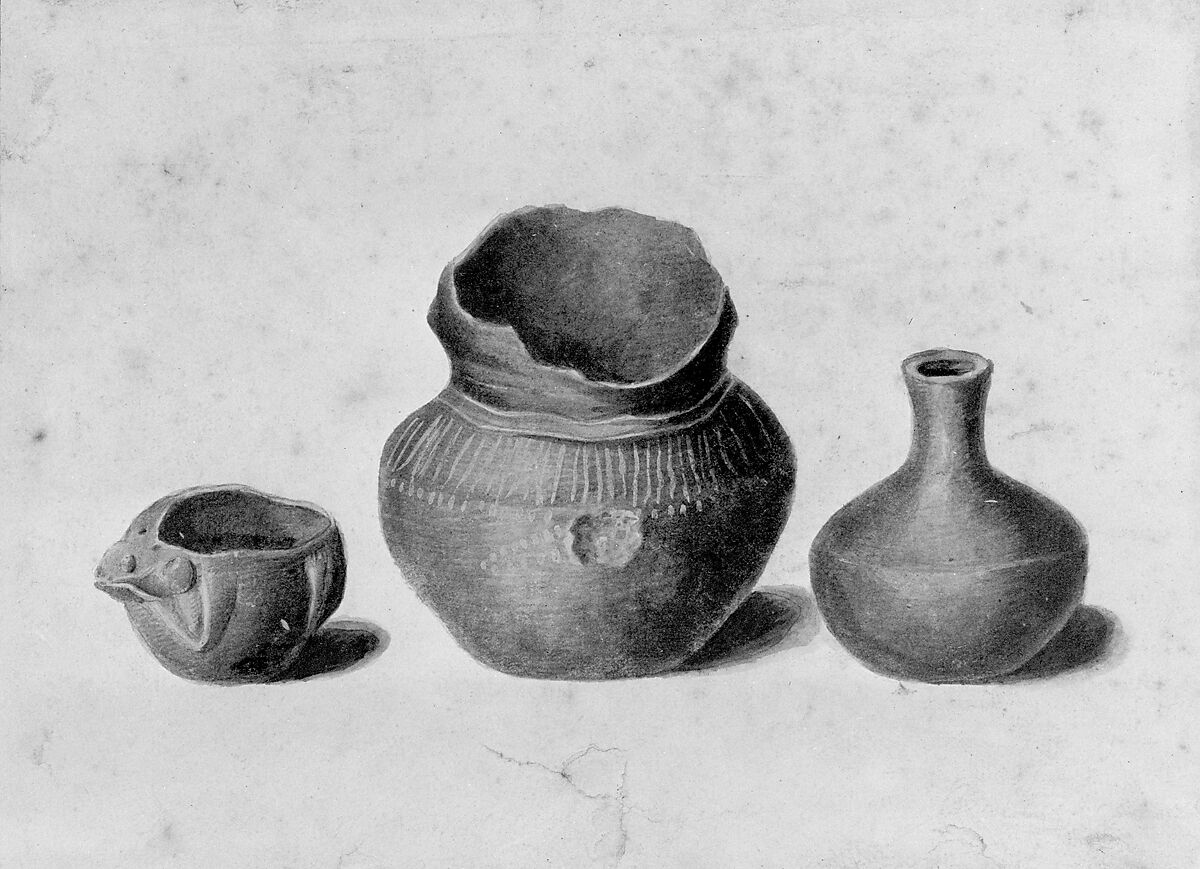 Indian Antiquities (Copy after Engraving in American Medical and Philosophical Register, 1812), Pavel Petrovich Svinin (1787/88–1839), Watercolor, gouache, and black chalk on off-white wove paper, American