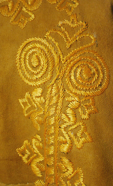 Coat, Leather, silk; embroidered