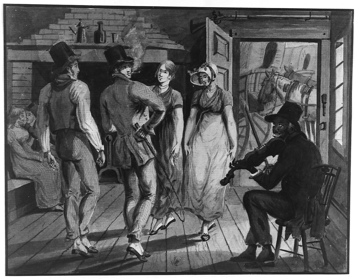 Merrymaking at a Wayside Inn, Attributed to John Lewis Krimmel (1786–1821), Watercolor and graphite on white laid paper, American