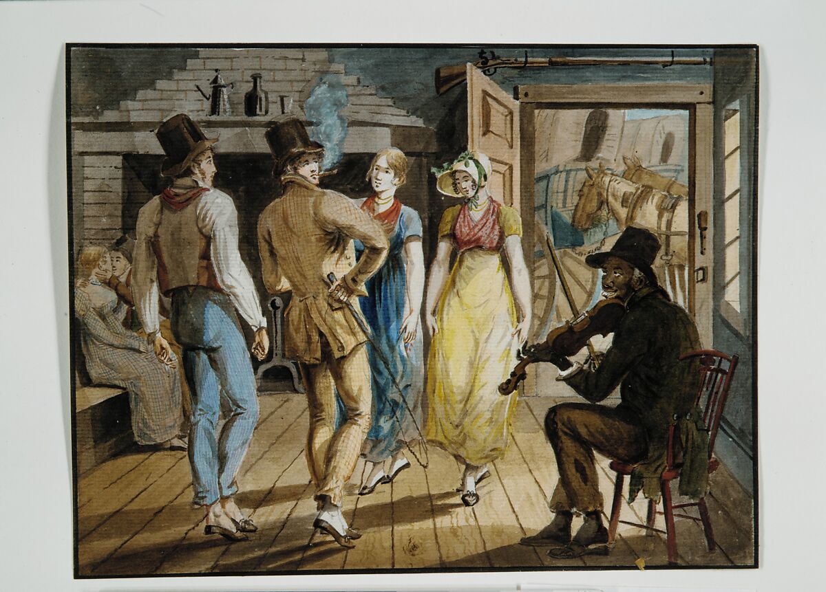 Merrymaking at a Wayside Inn, Attributed to John Lewis Krimmel (1786–1821), Watercolor and graphite on white laid paper, American