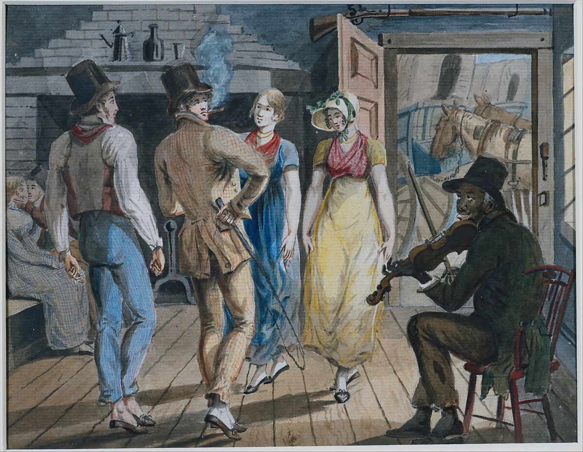 Merrymaking at a Wayside Inn, Attributed to John Lewis Krimmel (1786–1821), Watercolor and graphite on white laid paper, American 