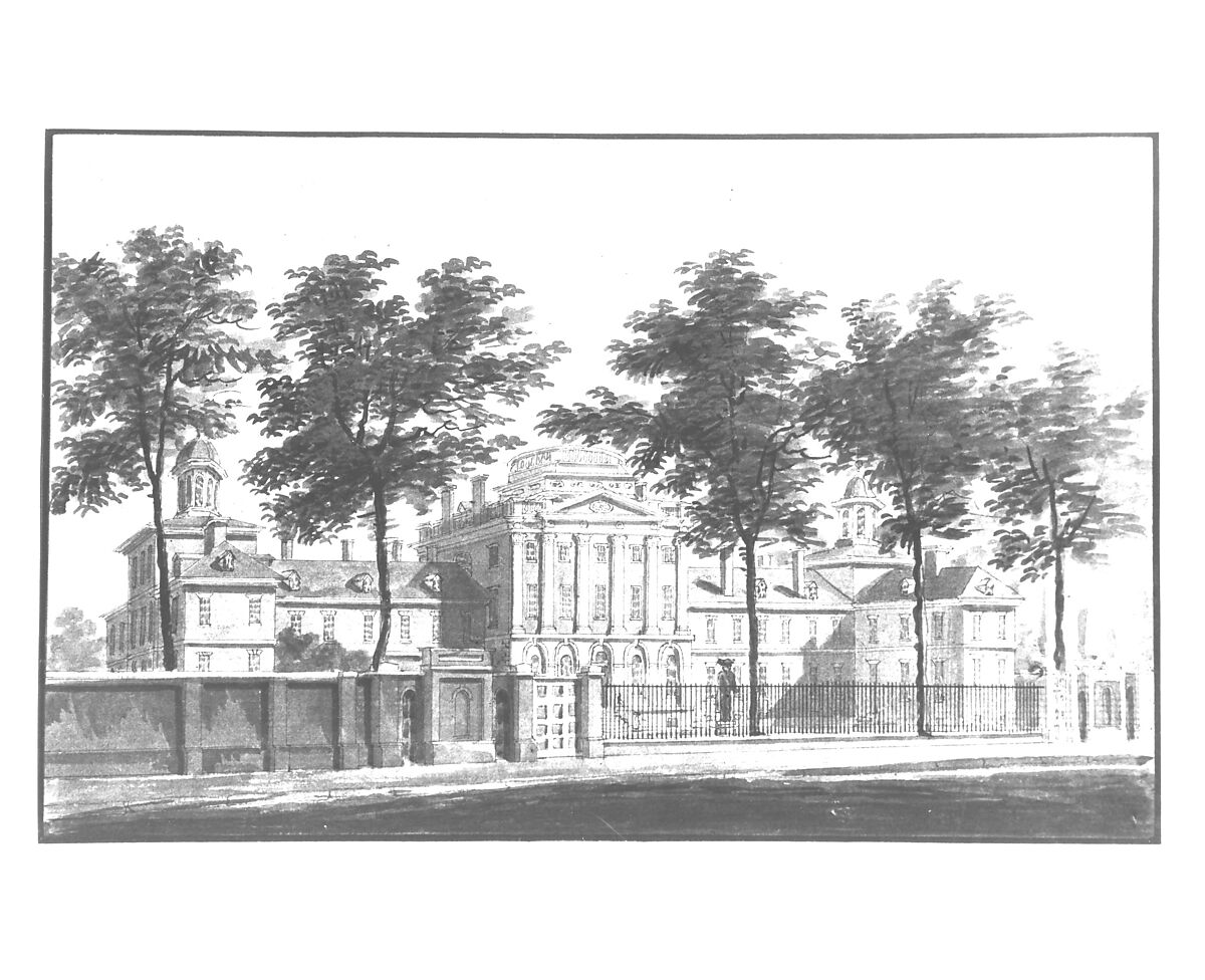 The Pennsylvania Hospital, Philadelphia, Pavel Petrovich Svinin (1787/88–1839), Watercolor and pen and black ink on white laid paper, American