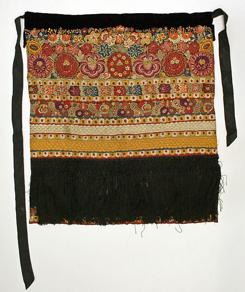 Wedding apron, cotton, silk, Hungarian 