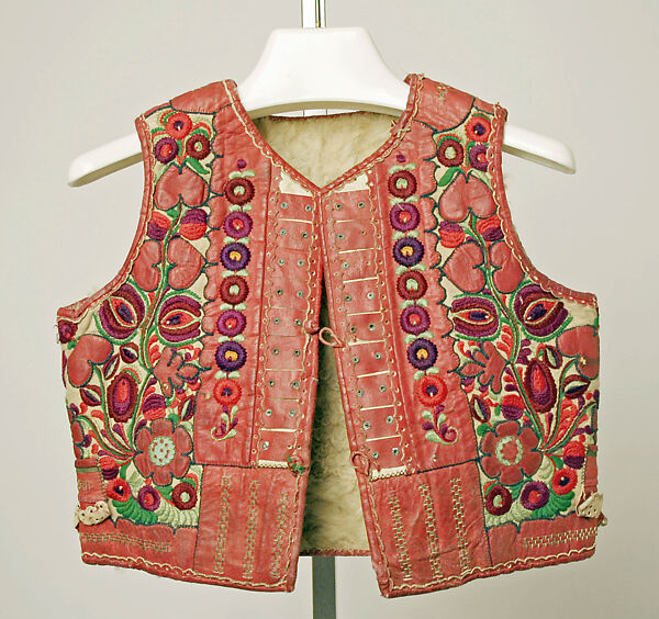 Vest, leather, wool, Hungarian 