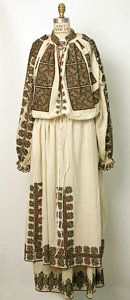 Ensemble, cotton, silk, Romanian 