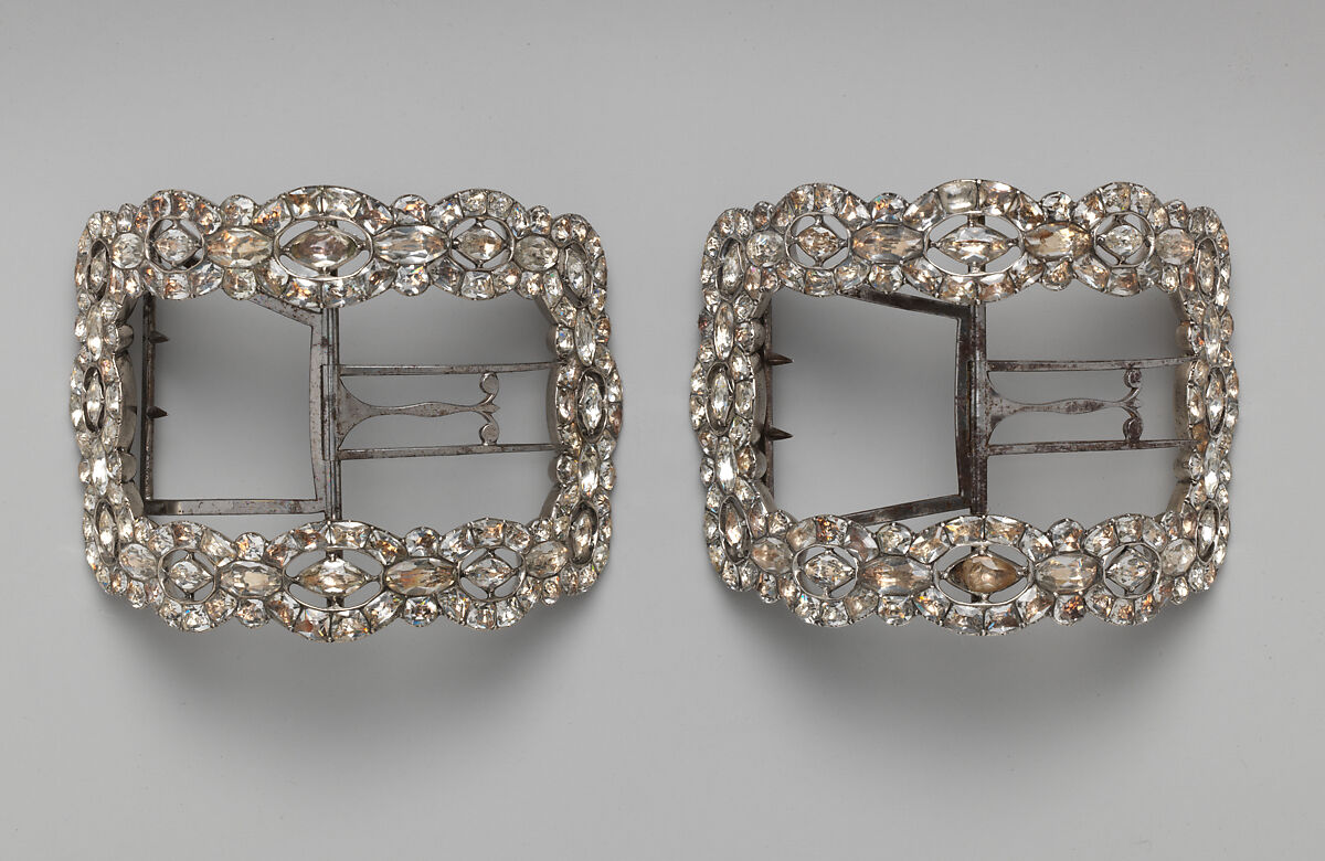 Shoe buckles, metal, paste, British